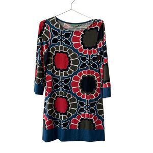 Boden Floral Mod Navy Blue Shift Dress size 4